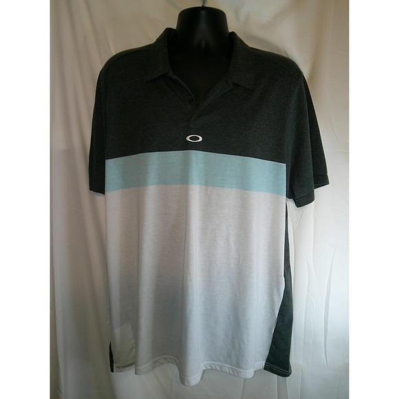 Oakley Golf Polo Shirt Striped Performance Athletic XXL‎ - Picture 1 of 3